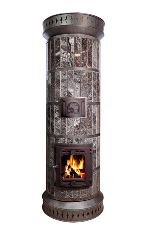 Tundra Black Amphibolite DIY masonry heater perfect for off-grid heating